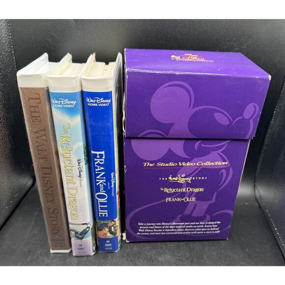 Walt Disney Store The Studio Video Collection Frank Ollie Dragon Walt VHS Mint!